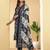 Navy blue floral printed pure cotton kurta set for women