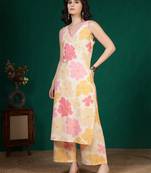 Multicolor floral printed pure cotton kurta set for women