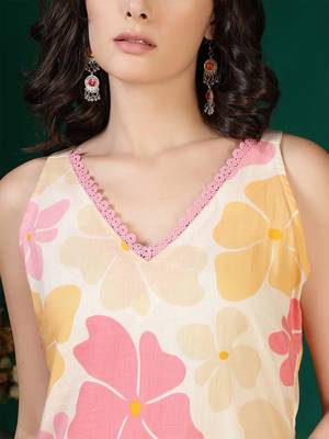 Multicolor floral printed pure cotton kurta set for women 4