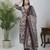 Burgundy floral printed pure cotton kurta set for women