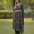 Black floral printed pure cotton kurta set for women