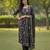 Black floral printed pure cotton kurta set for women