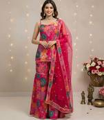 Pink floral printed pure cotton kurta set for women