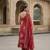 Red floral printed pure cotton kurta set for women
