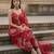 Red floral printed pure cotton kurta set for women