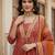 Red floral printed pure cotton kurta set for women