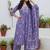Lavender floral printed pure cotton kurta set for women