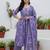 Lavender floral printed pure cotton kurta set for women