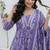 Lavender floral printed pure cotton kurta set for women
