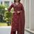 Maroon floral printed pure cotton kurta set for women