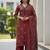 Maroon floral printed pure cotton kurta set for women
