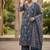 Navy blue floral printed pure cotton kurta set for women