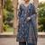 Navy blue floral printed pure cotton kurta set for women