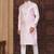 Pink banarasi jacquard festive wear kurta pajama set with thread work and fancy buttons