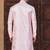 Pink banarasi jacquard festive wear kurta pajama set with thread work and fancy buttons