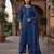 Blue floral printed pure cotton kurta set for women