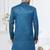 Royal blue jacket-style indo-western set with thread and stone work, perfect for weddings and festive occasions.