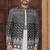 Black jacket-style indo-western set with thread and stone work, perfect for weddings and festive occasions.