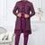 Purple jacket-style indo-western set with thread and stone work, perfect for weddings and festive occasions.