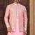 Pink jacket-style indo-western set with thread and stone work, perfect for weddings and festive occasions.