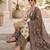 Beige floral printed pure cotton kurta set for women