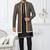 Black jacket-style indo-western set with thread and stone work, perfect for weddings and festive occasions.