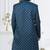 Blue jacket-style indo-western set with thread and stone work, perfect for weddings and festive occasions.
