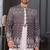Dark maroon jacket-style indo-western set with thread and stone work, perfect for weddings and festive occasions.