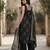 Black floral printed pure cotton kurta set for women
