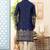Nevy blue soft silk kurta pajama set with floral buti and hem embroidery—perfect for festive wear.