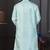 Mint blue banarasi jacquard festive wear kurta pajama set with thread work and fancy buttons