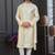 Yellow colour banarasi jacquard festive wear kurta pajama set with thread work and fancy buttons