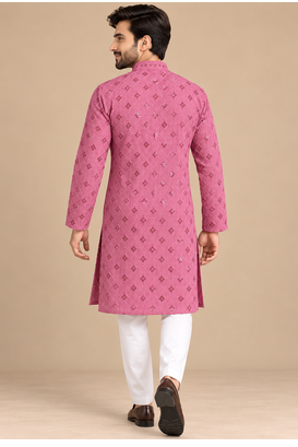 Dusty Pink Trending Heavy Rayon Lakhnavi Sequin Thread Work Ethnic Festive Wear Kurta With Pyjama 3