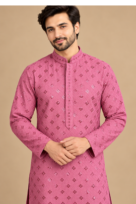 Dusty Pink Trending Heavy Rayon Lakhnavi Sequin Thread Work Ethnic Festive Wear Kurta With Pyjama 5