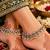 Green mehandi-plated agate stone anklets