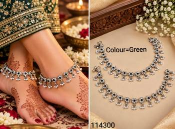 Green mehandi-plated agate stone anklets 3