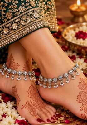 Rembo mehandi-plated agate stone anklets 1
