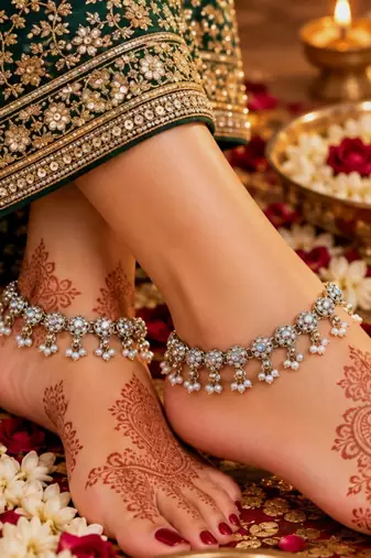 Rembo mehandi-plated agate stone anklets