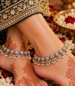 Rembo mehandi-plated agate stone anklets