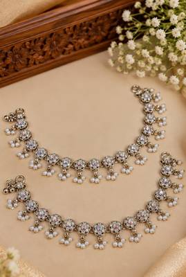 Rembo mehandi-plated agate stone anklets 2