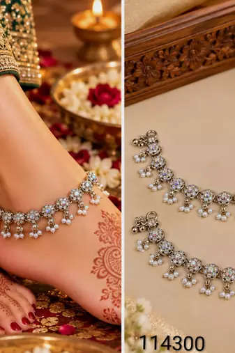 Rembo mehandi-plated agate stone anklets