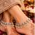 White mehandi-plated agate stone anklets