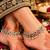 Black mehandi-plated agate stone anklets