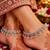 Baby pink mehandi-plated agate stone anklets