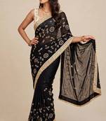 Premium space satin saree with sequin work blouse