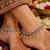 Maroon mehandi-plated agate stone anklets