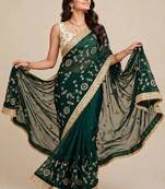Designer space satin saree with contrast blouse