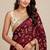 Partywear space satin saree with contrast blouse