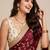 Partywear space satin saree with contrast blouse