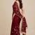 Partywear space satin saree with contrast blouse